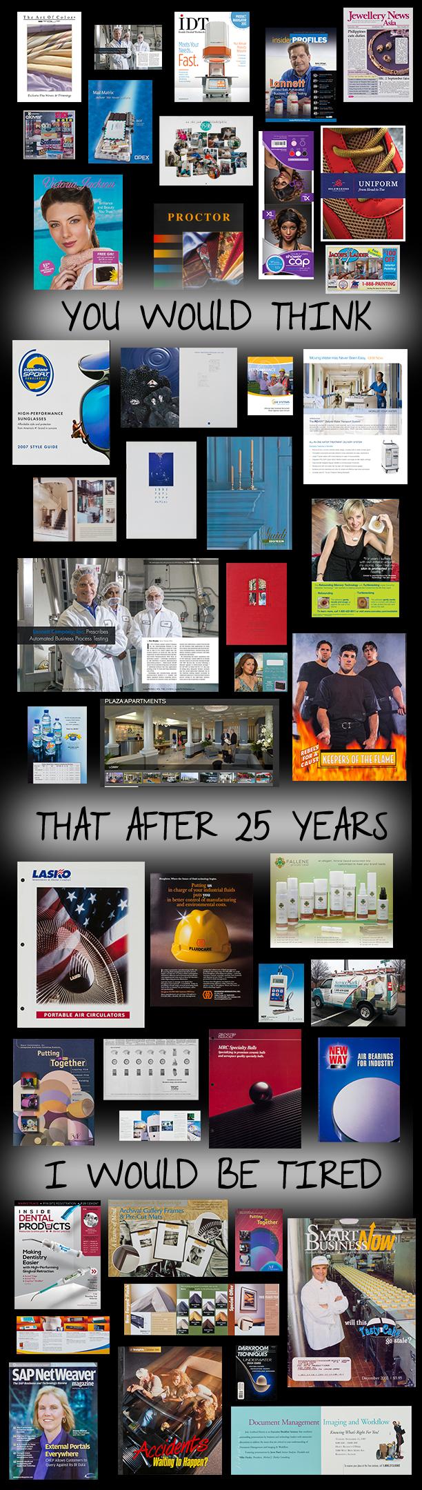 A collage from MarCom Alliance partner Pau Hanna Productions, which is celebrating 25 years in commercial photography. 